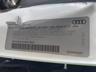 2017 Audi A4 Premium with VIN WAUANAF42HN018808, listed as a IAAI auction lot 42019325 with 90,375 mi miles. Bid and sale history available at carsss.com. Image 9.