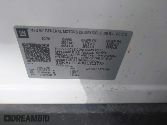 2021 GMC Terrain SLT z VIN 3GKALPEV0ML313779, wystawiony jako IAAI lot #42060803 z przebiegiem 83 967 mil mil oraz . Historia ofert i sprzedaży dostępna na DreamBid. Obrazek 9.