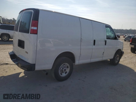 2019 GMC Savana Cargo Van with VIN 1GTW7AFP0K1301879, listed as a Copart auction lot 42157385 with 65,831 mi miles and Salvage Title. Bid and sale history available at carsss.com. Image 3.