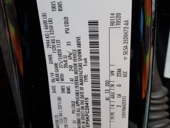 2019 Ford F-150 XL with VIN 1FTEW1EP5KFC28415, listed as a Copart auction lot 87907695 with 39,981 mi miles and Salvage Title. Bid and sale history available at carsss.com. Image 12.
