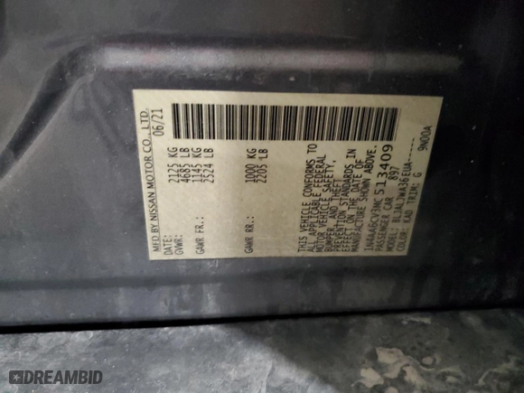 2021 Nissan Maxima SV with VIN 1N4AA6CV3MC513409, listed as a Copart auction lot 79942364 with 0 mi miles and Salvage Title. Bid and sale history available at carsss.com. Image 12.