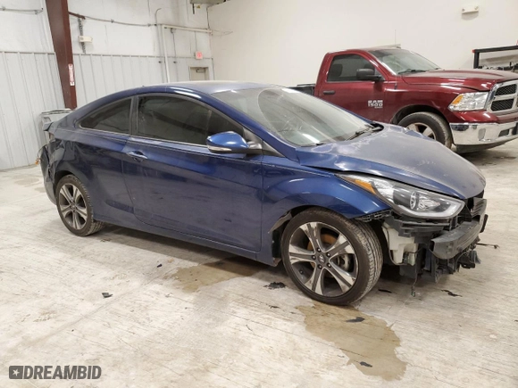 2013 Hyundai Elantra Coupe GS with VIN KMHDH6AEXDU006292, listed as a Copart auction lot 46709205 with 0 mi miles and Salvage Title. Bid and sale history available at carsss.com. Image 4.