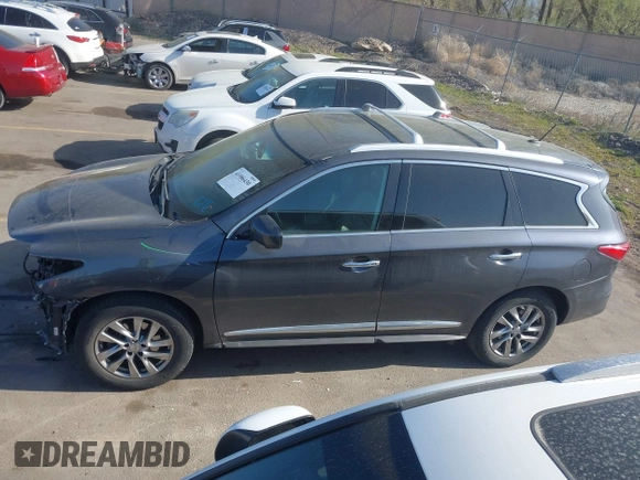 2013 Infiniti JX35 with VIN 5N1AL0MM3DC343801, listed as a IAAI auction lot 41986430 with 117,476 mi miles. Bid and sale history available at carsss.com. Image 15.