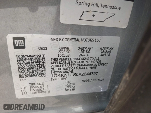 2023 GMC Acadia AT4 с VIN 1GKKNLLS0PZ244797, выставлен на аукционе IAAI как лот 42325669 с пробегом 31 447 миль миль и . История ставок и продаж доступна на DreamBid. Изображение 9.