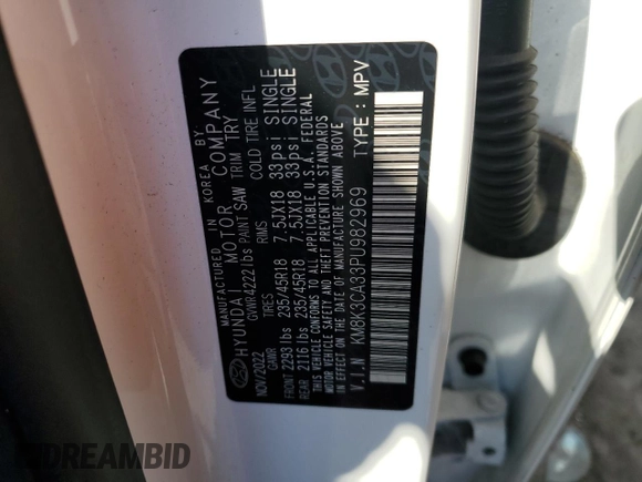 2023 Hyundai Kona N Line with VIN KM8K3CA33PU982969, listed as a Copart auction lot 41630935 with 0 mi miles and Salvage Title. Bid and sale history available at carsss.com. Image 14.