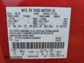 2010 Ford F-150 XL with VIN 1FTEX1E88AFA26947, listed as a Copart auction lot 53478025 with 147,980 mi miles and Clean Title. Bid and sale history available at DreamBid. Image 12.