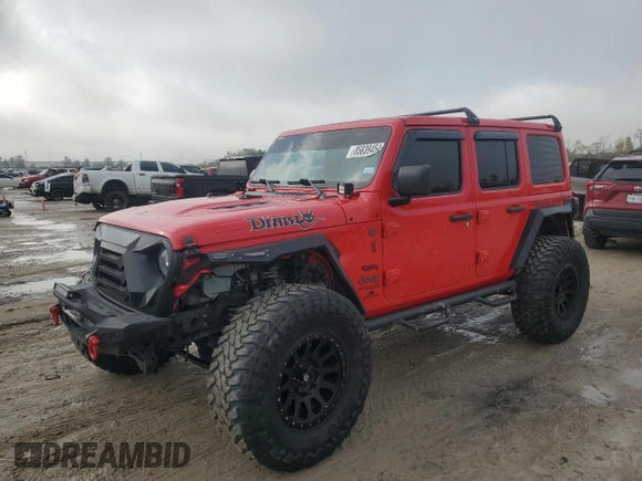 2018 Jeep Wrangler Unlimited Rubicon z VIN 1C4HJXFN3JW148119, wystawiony jako Copart lot #85839454 z przebiegiem Nie podano mil oraz Szkoda całkowita • Salvage title. Historia ofert i sprzedaży dostępna na DreamBid. Obrazek 1.