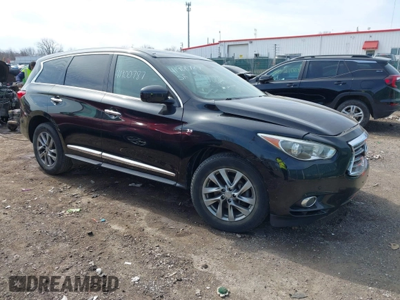 2014 Infiniti QX60 with VIN 5N1AL0MM4EC535228, listed as a IAAI auction lot 41900787 with 72,189 mi miles and . Bid and sale history available at carsss.com. Image 1.