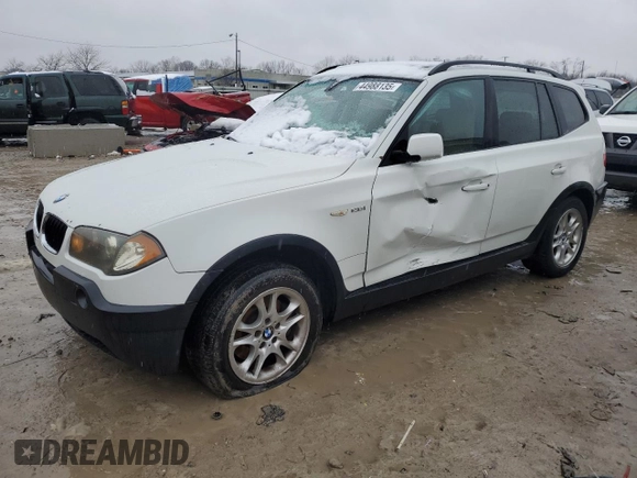 2004 BMW X3 2.5i with VIN WBXPA73494WC42071, listed as a Copart auction lot 44988135 with 234,462 mi miles and Non Repairable. Bid and sale history available at carsss.com. Image 1.
