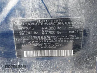 2016 Hyundai Elantra SE with VIN 5NPDH4AE7GH672890, listed as a IAAI auction lot 41087145 with 157,540 mi miles. Bid and sale history available at carsss.com. Image 9.