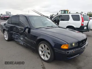 1998 BMW 7 Series with VIN WBAGF8323WDL57406, listed as a IAAI auction lot 42428227 with 93,448 mi miles and . Bid and sale history available at DreamBid. Image 1.