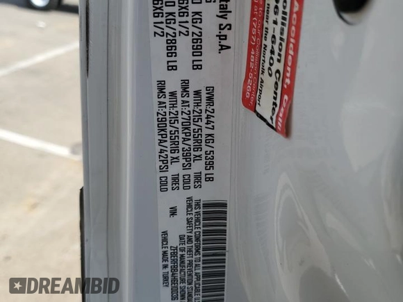 2017 Ram ProMaster City Cargo Tradesman SLT with VIN ZFBERFBB4H6E10036, listed as a Copart auction lot 65130395 with 106,277 mi miles and Clean title. Bid and sale history available at DreamBid. Image 13.