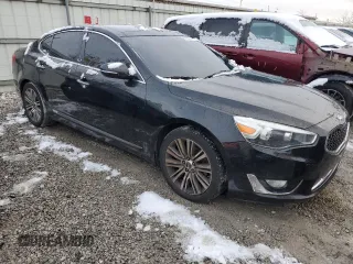 2014 Kia Cadenza Premium with VIN KNALN4D77E5130751, listed as a Copart auction lot 81950874 with 122,437 mi miles and Salvage Title. Bid and sale history available at carsss.com. Image 4.