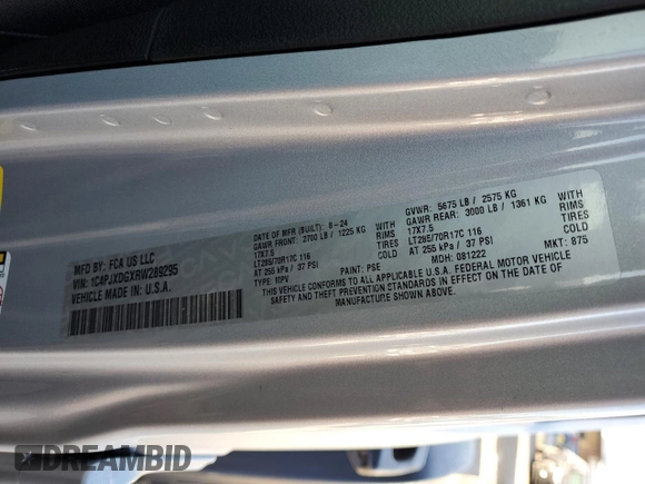 2024 Jeep Wrangler Sport S z VIN 1C4PJXDGXRW289295, wystawiony jako Copart lot #49031105 z przebiegiem 3 358 mil mil oraz Szkoda całkowita • Salvage title. Historia ofert i sprzedaży dostępna na DreamBid. Obrazek 13.