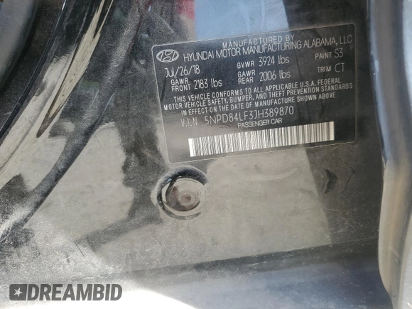 2018 Hyundai Elantra SEL with VIN 5NPD84LF3JH389870, listed as a Copart auction lot 55473415 with 138,401 mi miles and Clean Title. Bid and sale history available at DreamBid. Image 13.