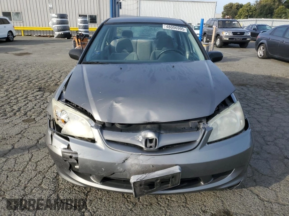 2005 Honda Civic VP z VIN 1HGES16395L011187, wystawiony jako Copart lot #48006995 z przebiegiem 160 315 mil mil oraz Szkoda całkowita • Salvage title. Historia ofert i sprzedaży dostępna na DreamBid. Obrazek 5.