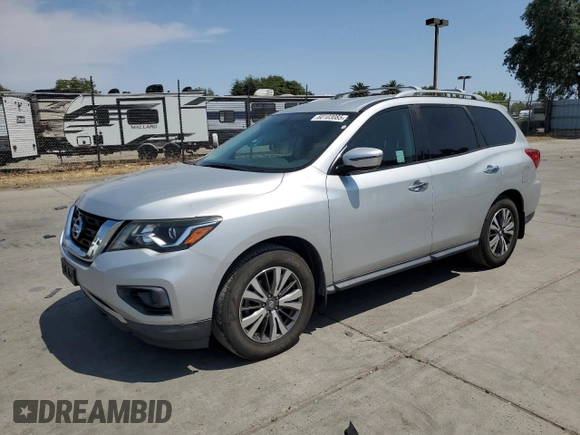 2017 Nissan Pathfinder S with VIN 5N1DR2MN0HC666046, listed as a Copart auction lot 60103085 with 99,194 mi miles and Salvage title. Bid and sale history available at DreamBid. Image 1.