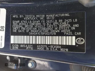 2023 Lexus ES with VIN 58ADA1C19PU027018, listed as a IAAI auction lot 42013458 with 20,861 mi miles. Bid and sale history available at carsss.com. Image 9.