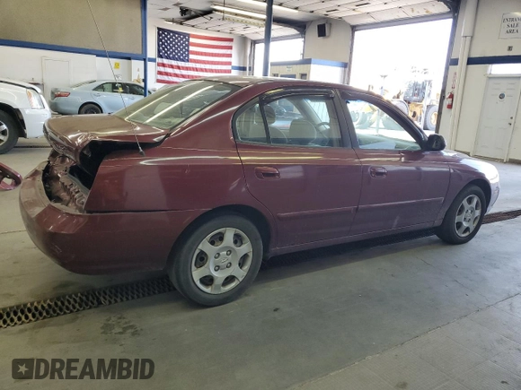 2001 Hyundai Elantra GLS with VIN KMHDN45D71U140221, listed as a Copart auction lot 54695955 with 107,725 mi miles and Salvage title. Bid and sale history available at DreamBid. Image 3.
