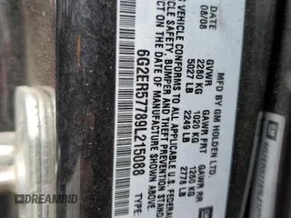 2009 Pontiac G8 with VIN 6G2ER57789L215088, listed as a Copart auction lot 82490804 with 177,014 mi miles and Clean Title. Bid and sale history available at carsss.com. Image 12.
