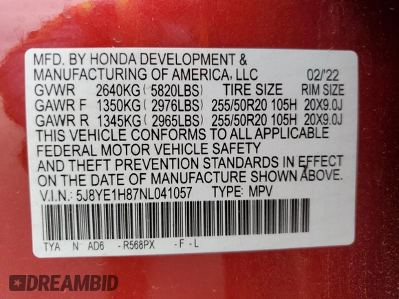 2022 Acura MDX w/Advance Package with VIN 5J8YE1H87NL041057, listed as a Copart auction lot 46273335 with 31,586 mi miles and Salvage Title. Bid and sale history available at carsss.com. Image 15.