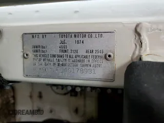 1974 Toyota Land Cruiser z VIN FJ40178981, wystawiony jako Copart lot #74798404 z przebiegiem 31 601 mil mil oraz Czysty tytuł • Clean title. Historia ofert i sprzedaży dostępna na DreamBid. Obrazek 12.