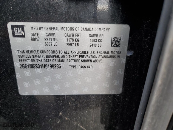 2017 Cadillac XTS Luxury with VIN 2G61M5S31H9199285, listed as a Copart auction lot 47106625 with 124,062 mi miles and Salvage Title. Bid and sale history available at carsss.com. Image 12.