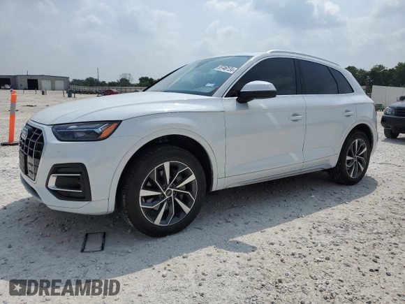 2021 Audi Q5 with VIN WA1AABFY3M2078576, listed as a Copart auction lot 55746134 with 56,350 mi miles and Clean title. Bid and sale history available at DreamBid. Image 1.