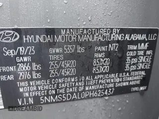 2023 Hyundai Santa Fe Calligraphy with VIN 5NMS5DAL0PH625437, listed as a IAAI auction lot 40465249 with 17,596 mi miles. Bid and sale history available at carsss.com. Image 9.