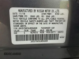 2020 Infiniti Q50 Luxe with VIN JN1EV7AR3LM254928, listed as a Copart auction lot 61452425 with 135,601 mi miles and Salvage title. Bid and sale history available at DreamBid. Image 12.
