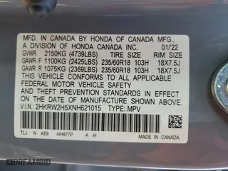 2022 Honda CR-V EX with VIN 2HKRW2H5XNH621015, listed as a Copart auction lot 67208054 with 31,883 mi miles and Non Repairable. Bid and sale history available at carsss.com. Image 13.