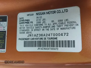 2004 Nissan 350Z Touring z VIN JN1AZ36A24T000472, wystawiony jako IAAI lot #38684053 z przebiegiem 65 769 mil mil oraz . Historia ofert i sprzedaży dostępna na DreamBid. Obrazek 9.