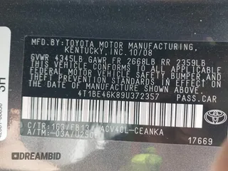 2009 Toyota Camry z VIN 4T1BE46K89U372357, wystawiony jako IAAI lot #42194247 z przebiegiem 160 352 mil mil oraz . Historia ofert i sprzedaży dostępna na DreamBid. Obrazek 9.