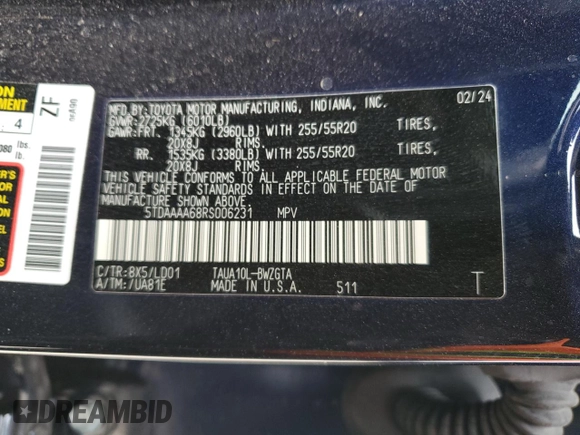 2024 Lexus TX 350 z VIN 5TDAAAA68RS006231, wystawiony jako Copart lot #46048495 z przebiegiem 6749 mil mil oraz Szkody całkowita. Historia ofert i sprzedaży dostępna na DreamBid. Obrazek 13.