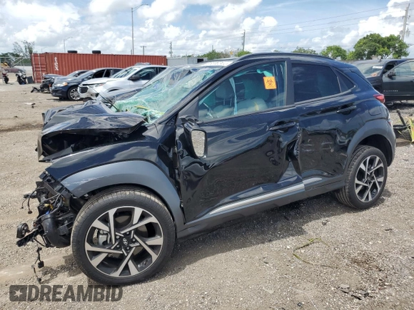 2023 Hyundai Kona Limited with VIN KM8K53A3XPU044445, listed as a Copart auction lot 65840044 with 0 mi miles and Non Repairable. Bid and sale history available at carsss.com. Image 1.