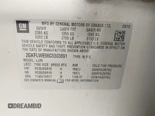 2012 GMC Terrain SLT-2 with VIN 2GKFLWE56C6303891, listed as a IAAI auction lot 42428184 with 156,604 mi miles and . Bid and sale history available at DreamBid. Image 9.