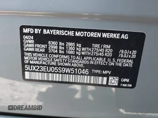 2025 BMW X5 xDrive40i with VIN 5UX23EU05S9W51046, listed as a IAAI auction lot 41732241 with 2,900 mi miles. Bid and sale history available at carsss.com. Image 9.