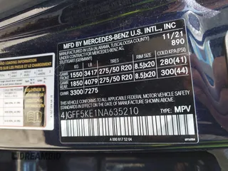 2022 Mercedes-Benz GLS 450 with VIN 4JGFF5KE1NA635210, listed as a IAAI auction lot 42369149 with 27,239 mi miles and . Bid and sale history available at DreamBid. Image 9.