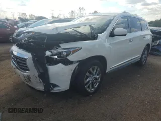 2013 Infiniti JX35 with VIN 5N1AL0MM1DC309792, listed as a Copart auction lot 73553234 with 110,637 mi miles and Salvage Title. Bid and sale history available at carsss.com. Image 1.