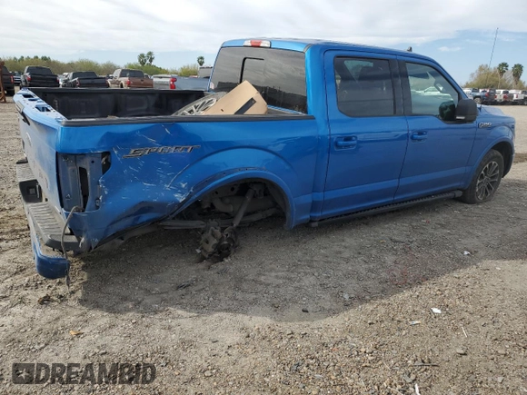 2020 Ford F-150 XL with VIN 1FTEW1CP8LKE86374, listed as a Copart auction lot 43607505 with 163,898 mi miles and Salvage Title. Bid and sale history available at carsss.com. Image 3.