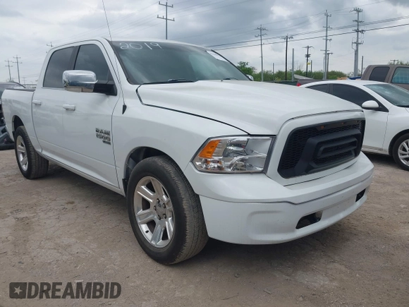 2019 Ram 1500 Classic Lone Star with VIN 1C6RR6LT7KS586474, listed as a IAAI auction lot 42106879 with 187,201 mi miles. Bid and sale history available at carsss.com. Image 1.