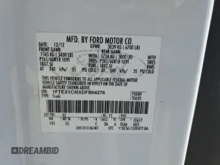 2013 Ford F-150 XL with VIN 1FTEX1CMXDFB04276, listed as a Copart auction lot 62396815 with 225,913 mi miles and Salvage title. Bid and sale history available at DreamBid. Image 13.