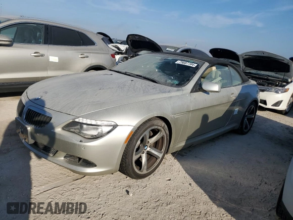 2008 BMW 6 Series 650i with VIN WBAEB53568CX60574, listed as a Copart auction lot 75687704 with 0 mi miles and Salvage Title. Bid and sale history available at carsss.com. Image 1.