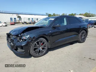 2022 Audi Q8 Prestige with VIN WA1FVBF19ND032284, listed as a Copart auction lot 70587674 with 27,892 mi miles and Salvage Title. Bid and sale history available at carsss.com. Image 1.