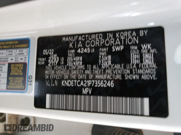 2023 Kia Seltos SX with VIN KNDETCA21P7356246, listed as a Copart auction lot 61078205 with 75,612 mi miles and Salvage title. Bid and sale history available at DreamBid. Image 12.