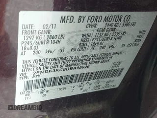 2011 Ford Edge Limited with VIN 2FMDK3KC8BBA95926, listed as a IAAI auction lot 42726101 with 126,129 mi miles and . Bid and sale history available at DreamBid. Image 9.