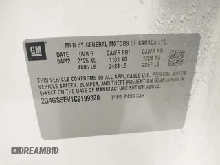 2012 Buick Regal Turbo Premium 1 с VIN 2G4GS5EV1C9199320, выставлен на аукционе IAAI как лот 42476564 с пробегом 128 581 миль миль и . История ставок и продаж доступна на DreamBid. Изображение 9.