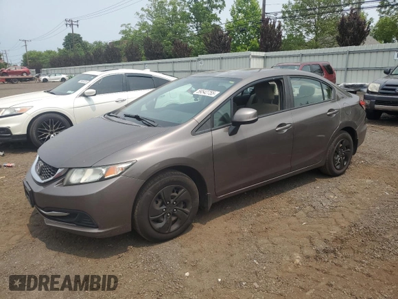 2013 Honda Civic LX with VIN 2HGFB2F55DH552566, listed as a Copart auction lot 59542755 with 160,820 mi miles and Salvage title. Bid and sale history available at DreamBid. Image 1.