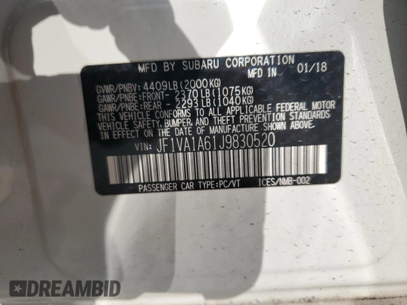 2018 Subaru WRX with VIN JF1VA1A61J9830520, listed as a Copart auction lot 48977945 with 112,524 mi miles and Salvage Title. Bid and sale history available at carsss.com. Image 14.