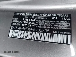 2023 Mercedes-Benz C 300 with VIN W1KAF4HB9PR103705, listed as a IAAI auction lot 41920893 with 47,467 mi miles and . Bid and sale history available at DreamBid. Image 9.
